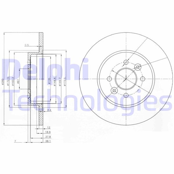 DELPHI BG3992 Arka Fren Aynasi Kng 1.6 16v-1.9 Dci 01-07 280.50x12x4dl