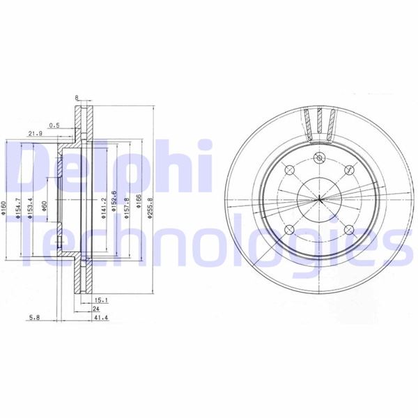 DELPHI BG4003 Ön Fren Aynasi Lacetti-Nubira 1.4 16v-1.6-1.8 05> 255.8x24x4dlxhavali