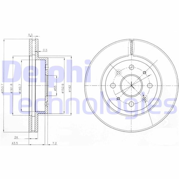 DELPHI BG4019 Ön Fren Diski Hava Kanalli Kia Rio 1.5l A5d Dohc Yumurta Kasa 03-05 / 1.3l A3e Sohc Yumurta Kasa 0 3-05 254 Çap X 4 Bijon - Takım Disk Fiyatıdır