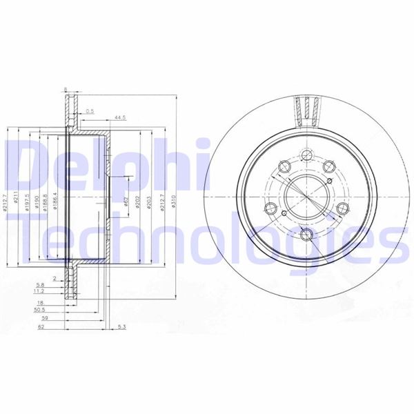 DELPHI BG4024 Fren Diski Çiftli Paket . Delikli Arka Lexus Gs300. Gs430. Gs450h. Is200d. Is220d. Is250 01/2005 >