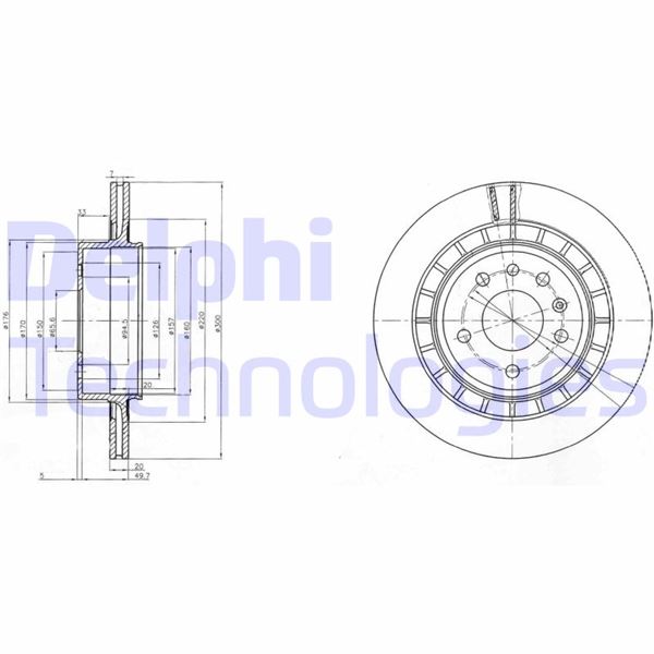 DELPHI BG4046 Fren Diski Çiftli Paket . Delikli Arka Saab 9-5 1999 >