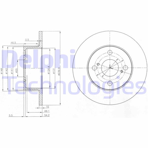 DELPHI BG4050 Fren Diski Çiftli Paket . Deliksiz Arka Toyota Corolla 10/1999 > 12/2001
