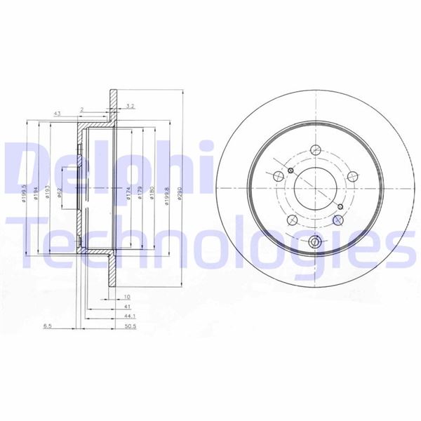 DELPHI BG4051 Arka Fren Diski Dolu Tip Toyota Avensis 2.0l 1az-Fe 1azfse 1cd-Ftv Azt250 Cdt250 03-08 / Corolla V Erso 1.6l 3zz-Fe Znr10 04-09 2.2l 2adftv Aur10 04-09 1.8l 1zz-Fe Znr11 04-> 290 Çap X 5 Bijon - T