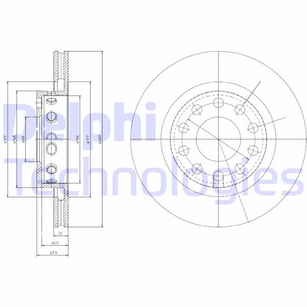 DELPHI BG4058 Fren Diski Çiftli Paket . Delikli Arka Audi Allroad 06/2002 >