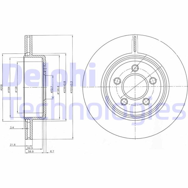 DELPHI BG4073 Fren Diski Çiftli Paket . Delikli Arka Chrysler // Lancia; 300 C // Thema 09/2004 >