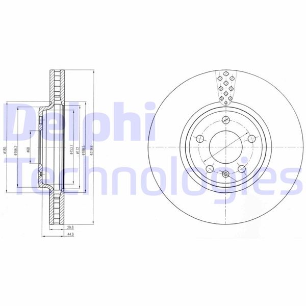 DELPHI BG4080C Fren Diski Çiftli Paket - Boyali. Delikli Ön Audi A4. Q5 03/2008 >
