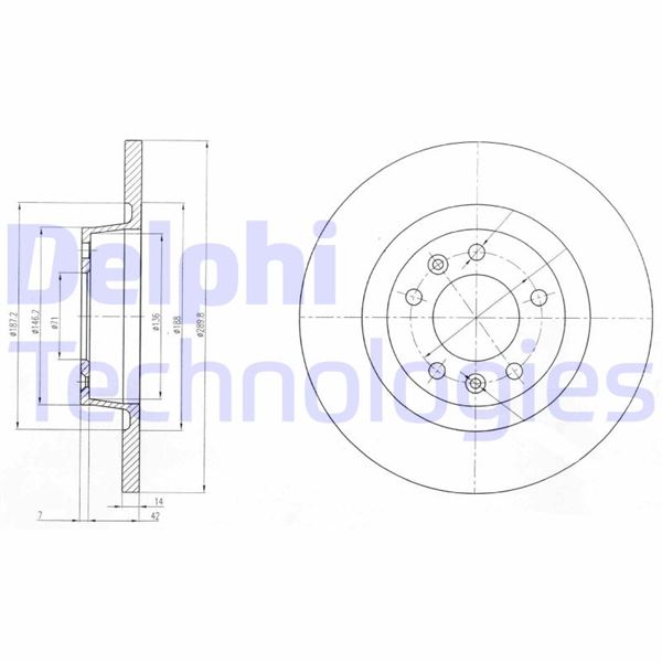 DELPHI BG4085 Arka Fren Aynasi Citroen Jumpy 07> Peugeot Expert Tepee 07> Toyota Proace 13> Fiat Scudo 07> 1.6-2. 0hdi-Jtd 290x14x5dl