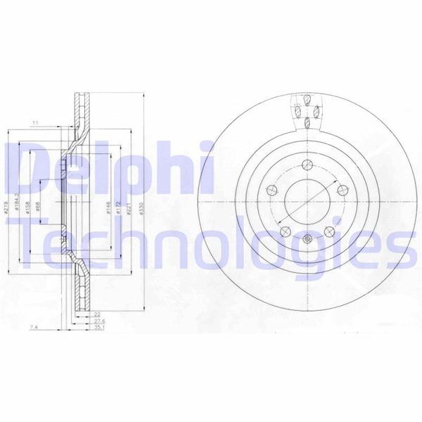 DELPHI BG4087 Fren Diski Çiftli Paket . Delikli Arka Audi Allroad. S6 05/2006 >