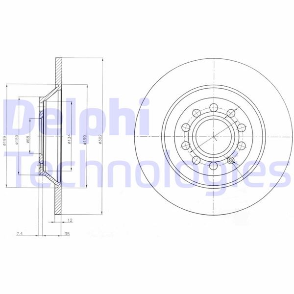 DELPHI BG4088 Fren Diski Çiftli Paket . Deliksiz Arka Audi Allroad 05/2006 >