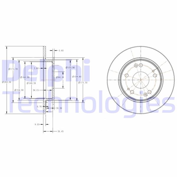 DELPHI BG4118C Arka Fren Diski Dolu Tip Honda Civic 1.6l R16a2 Vtec Sedan Fd6 Fb7 Kasa 06-15 / 1.8l R18a Vtec H Atchback Fk2 Kasa 06-> / 1.4l L13z1 Sport Fk1 Kasa 09-> 260 Çap X 5 Bijon - Takım Disk Fiyatıd