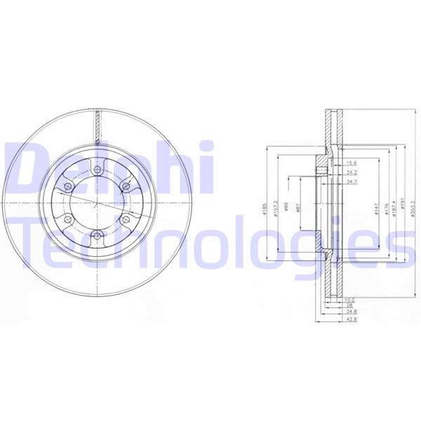 DELPHI BG4133 Fren Diski Çiftli Paket . Delikli Ön Hyundai Terracan 04/2003 > 06/2007