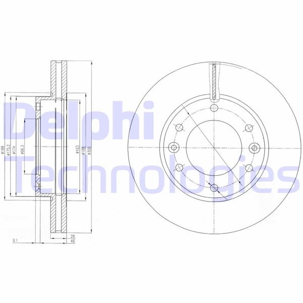DELPHI BG4137 Fren Diski Çiftli Paket . Delikli Ön Kia Sedona 04/2006 >