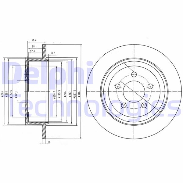 DELPHI BG4159 Arka Fren Diski Jeep Cherokee 08> Dodge Nitro 06>12