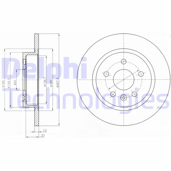 DELPHI BG4199C Arka Fren Aynasi Astra J 09 > Mokka 13 > Cruze 09 > Aveo 11> Trax 12> 268.5x12x5dl Dolu 569074-95527032-95527032