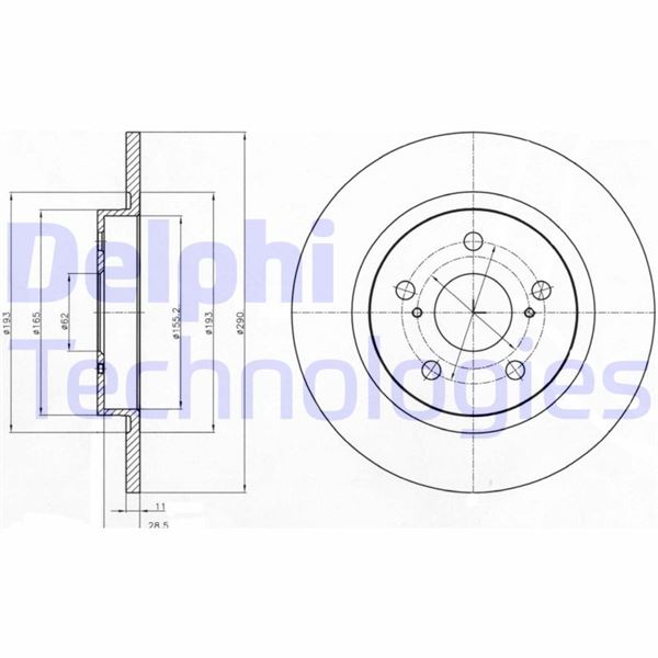 DELPHI BG4200C Arka Fren Diski Dolu Tip Toyota Avensis 1.6l 1.8l 1zr-Fae 2zr-Fae Zzt270 Zzt271 09-> / 2.0l 1ad-Ft V Adt270 09-> 290 Çap X 5 Bijon - Takım Disk Fiyatıdır