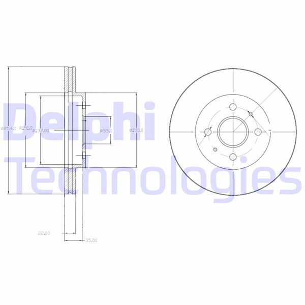 DELPHI BG4213 Ön Fren Diski Hava Kanalli Daihatsu Materia 1.5l 3sz-Ve M402 06-> / Sirion 1.0l 1kr-Fe M300 05-> 1 .3l K3-Ve M301 05-> 1.5l 3sz-Ve M303 08-> 254 Çap X 4 Bijon - Takım Disk Fiyatıdır
