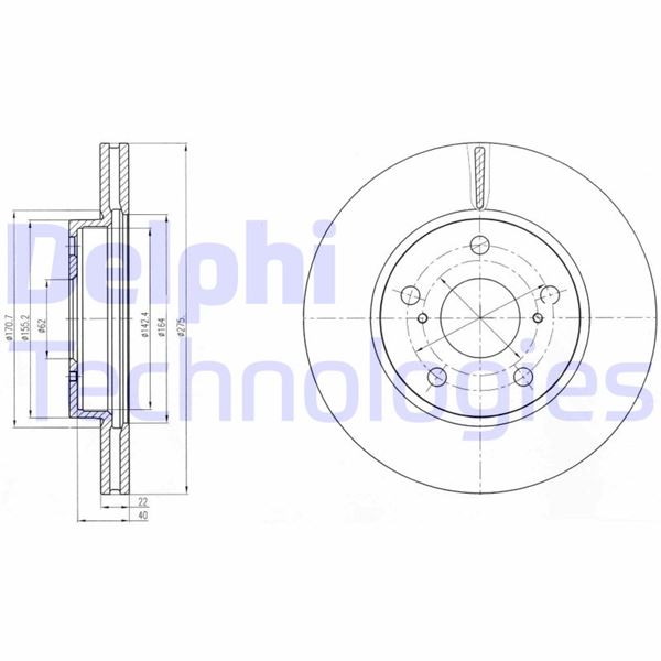 DELPHI BG4232 Ön Fren Diski Hava Kanalli Toyota Auris Corolla 1.6l 1zr-Fe Benzinli Zre151 07-12 / 1.33l 1nr-Fe Nre150 6 Vites 10-12 275 Çap X 5 Bijon - Takım Disk Fiyatıdır