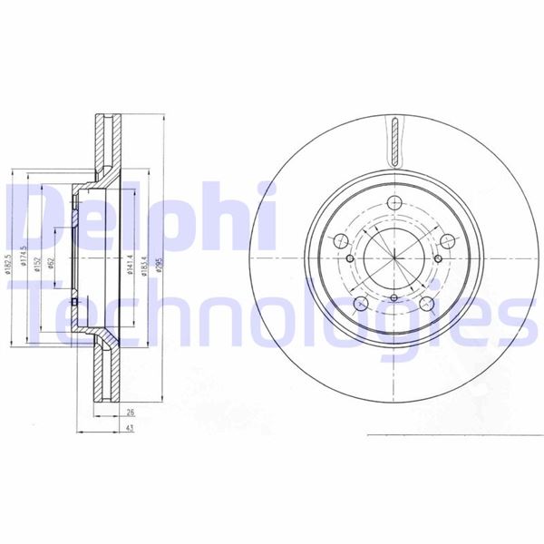 DELPHI BG4236C Ön Fren Diski Hava Kanalli Toyota Avensis 1.6l 1.8l 1zr-Fae 2zr-Fae Zzt270 Zzt271 09-> / 2.0l 1ad- Ftv Adt270 09-> 295 Çap X 5 Bijon - Takım Disk Fiyatıdır
