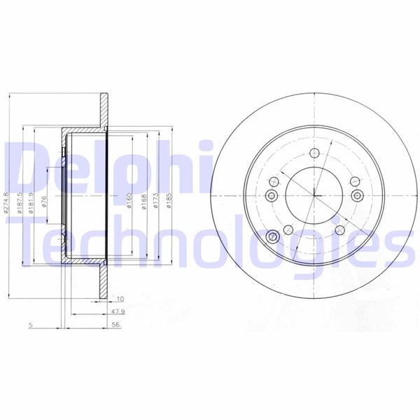 DELPHI BG4260 Fren Diski Çiftli Paket . Deliksiz Arka Kia Carens 09/2006 > 06/2013