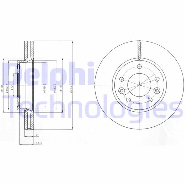 DELPHI BG4261 Fren Diski Çiftli Paket . Delikli Ön Kia Sedona 12/2003 > 10/2006