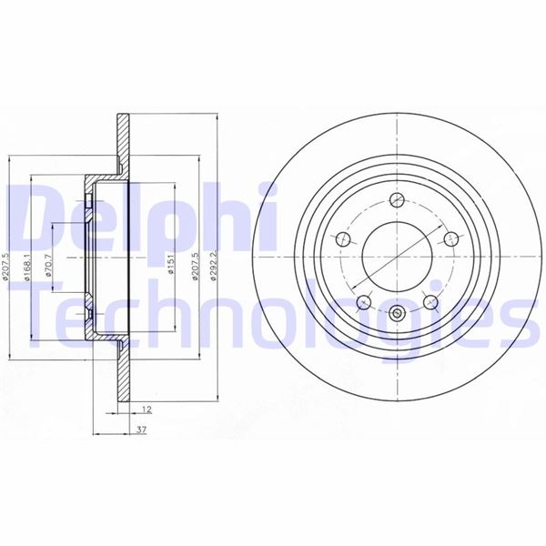 DELPHI BG4279 Arka Fren Aynasi 16 Inç Astra J 09 > Zafira C 11 > Cruze 09 > 268.5x12x5dl Dolu 569075