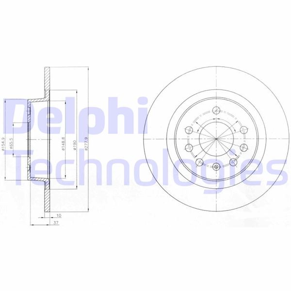 DELPHI BG4300 Arka Fren Aynasi Astra H Gtc 2.0t 04>14 Zafira B 05>15 277.9x10x5dl Dolu