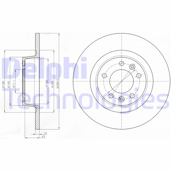 DELPHI BG4301 Arka Fren Aynasi Peugeot P407 Coupe 6c 05> 290x10x5dlxdolu