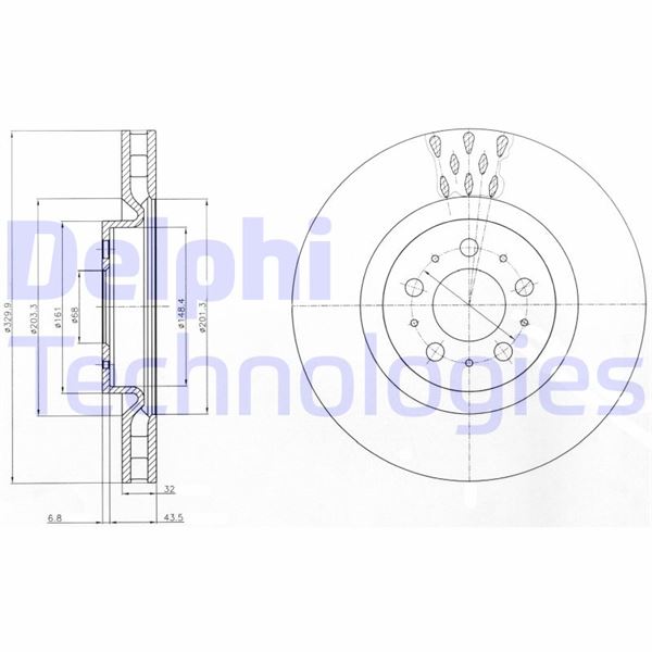 DELPHI BG4305C Ön Fren Aynasi Volvo S60 2.5t Awd 384 2003-2010 V70 Ii 284 2003-2007 330x5dl