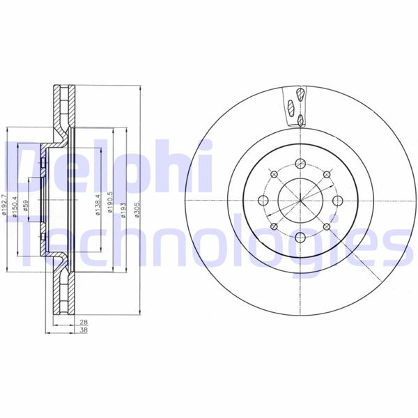 DELPHI BG4308 On Fren Diski Alfa Romeo Mito 08 > 1.3 Mtj 1.4 Tb 1.6 Jtd