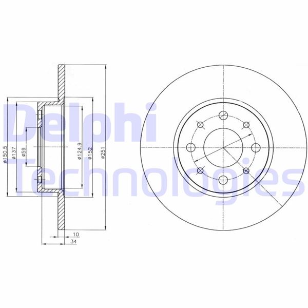 DELPHI BG4312 Fren Diski Arka Alfa Romeo Mito 08 > 1.3 Mtj 1.4 Tb 1.6 Jtd
