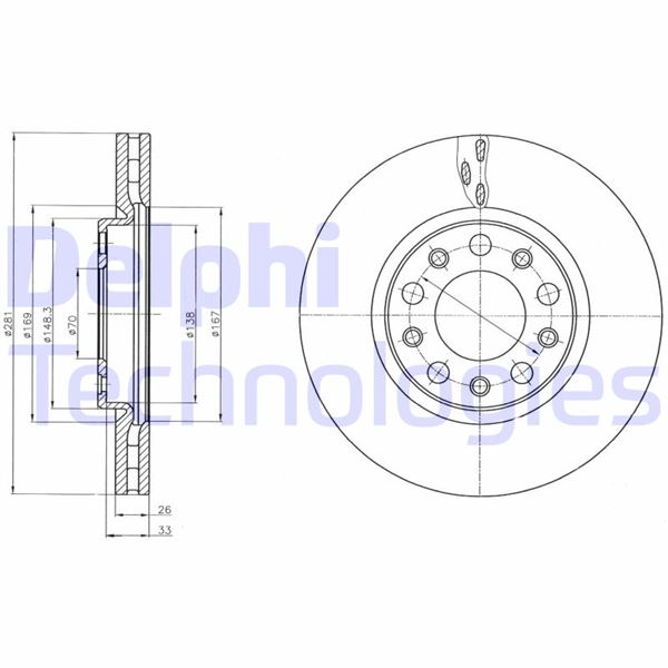 DELPHI BG4314 Ön Fren Aynasi Alfa Romeo Giulietta 1.4tb-1.6jtdm 10>Fiat 500x 1.4-1.3dmt-1.6dmtj 14> 281x5dxhavali Df6450