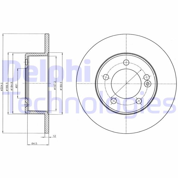 DELPHI BG4321 Arka Fren Aynasi Renault Master Iii 10> Opel Movano B 13> 2.3dci 305x12x71.5 5 Delik Tek Teker