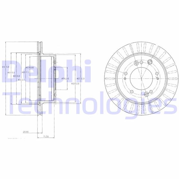 DELPHI BG4331 Arka Fren Diski Hava Kanalli Kia Sorento 2.5l D4cb Crdi 06-10 315 Çap X 5 Bijon - Takım Disk Fiy Atıdır