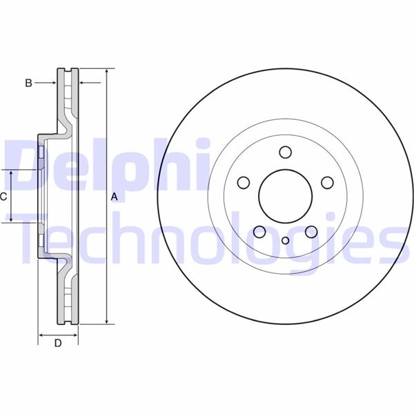 DELPHI BG4654C On Fren Diski Fiat 500l 12> 284x22x44