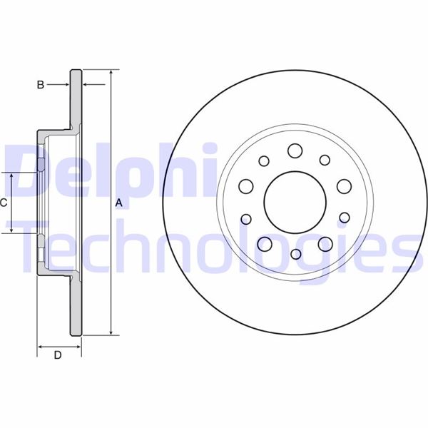 DELPHI BG4655C Fren Diski Arka Fiat 500 L 12> Egea 15> 1.0 1.3 Mtj 1.4 1.6 Mtj 15> 251x41x5 Delik