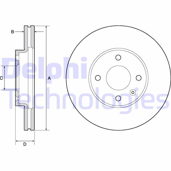 DELPHI BG4671C Ön Fren Diski Chevrolet Aveo T300 1.2 16v / Aveo T300 1.4 16v 11>14 256x24x60x45.5x4dl Hvl 14 Jant