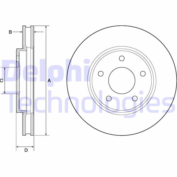 DELPHI BG4678C Fren Diski Çiftli Paket - Boyali. Delikli Ön Nissan Leaf 11/2010 >