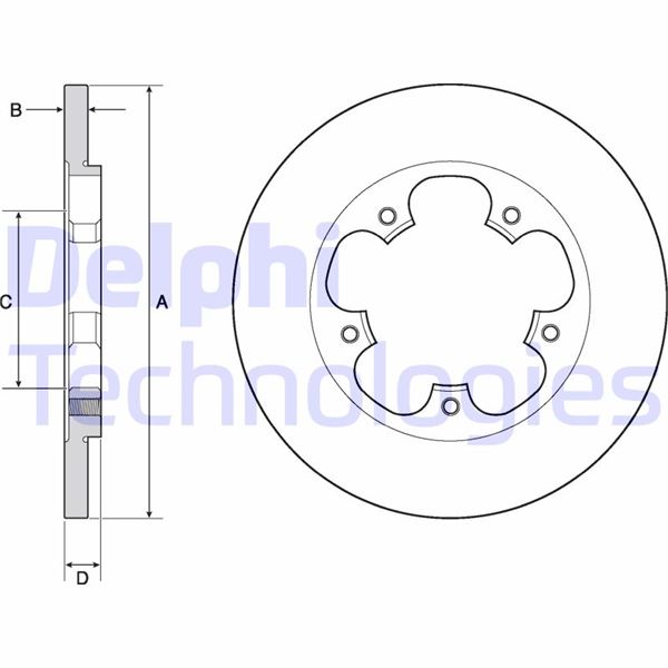 DELPHI BG4681C Arka Fren Diski Transit V363 14> Tek Teker A.Ceker Duz 308mm 5 Bijon