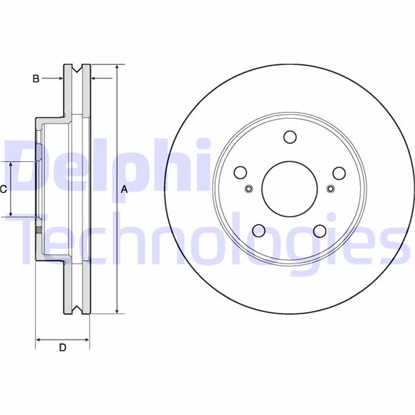 DELPHI BG4758C Ön Fren Diski Hava Kanalli Toyota Hilux Vigo 2.5l 2kdftv Kun15 4x2 08-10 275 Çap X 5 Bijon - Tak Im Disk Fiyatıdır