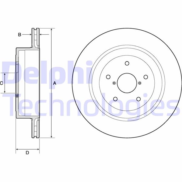 DELPHI BG4775C Fren Diski Çiftli Paket - Boyali. Delikli Arka Subaru Impreza 05/2004 > 12/2007