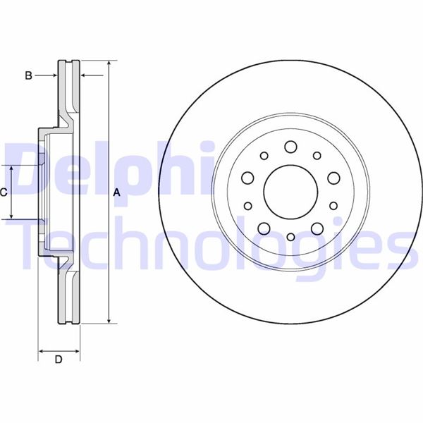 DELPHI BG4797C Ön Fren Aynasi Disk Fiat Egea 16> 1.0 1.3 Mtj 1.4 1.5 1.6 Mtj 5 Bijon Diş:284mm K:24mm
