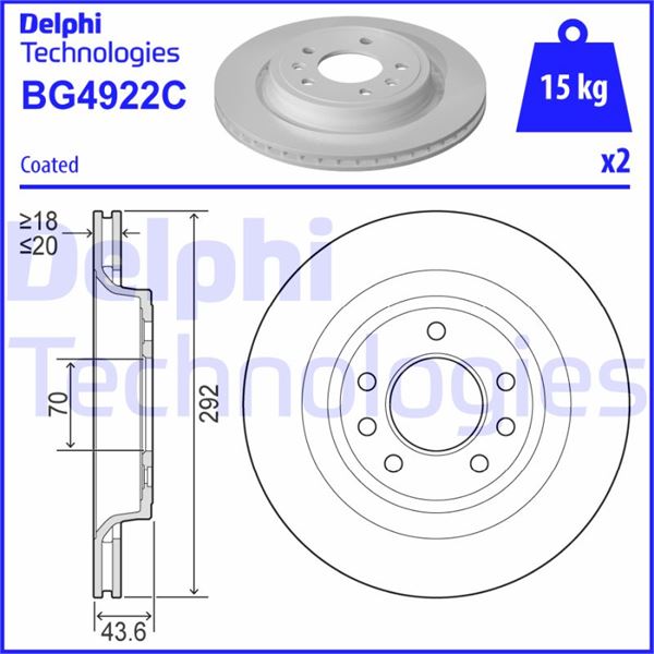 DEL-BG4922C Fren Diski (Ciftli Paket) - Boyali, Delikli