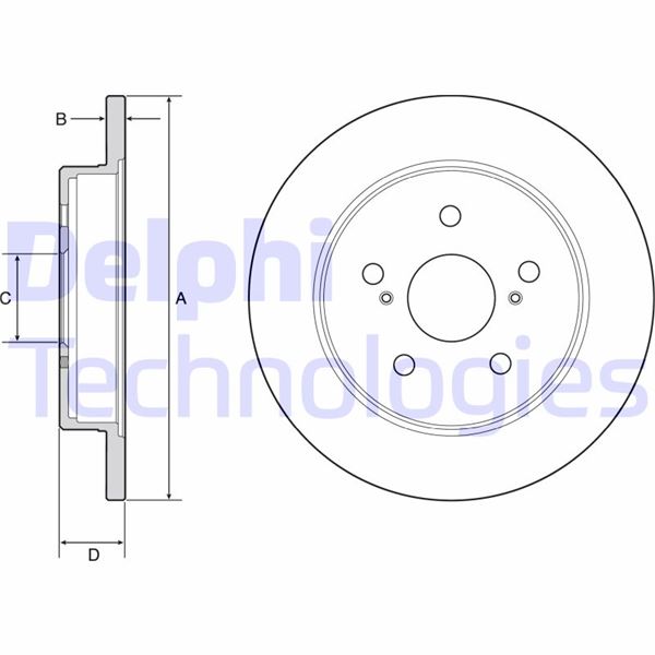 DELPHI BG4928C Arka Fren Diski Dolu Tip Toyota Corolla Cross 1.8l 2zr-Fxe Zvg12 21-> / Ch-R 1.2l 8nrfts Ngx10 16- > 1.8l 2zr-Fxe Hybrid Zyx10 16-> / Yaris Cross 1.5l M15a-Fxe Hybrid Mxpj10 Mxpb10 21-> 281 Çap X 5