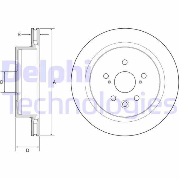 DELPHI BG4962C Fren Diski Çiftli Paket - Boyali. Delikli Arka Lexus Gs200t. Gs250. Gs300h. Gs450h. Rc200t. Rc300h 01/2012 >