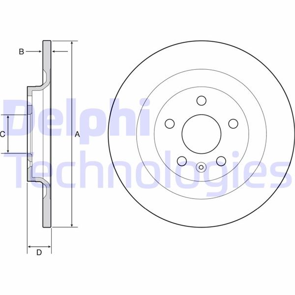DELPHI BG4966C Arka Fren Diski Volvo Xc40 536 2017 >2021 > Cap 302x 5 Bijon 16 İnç