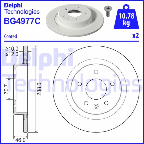 DELPHI BG4977C Arka Fren Aynasi Insignia B 2017 >> 16 İnç 288x12x5dl Dolu