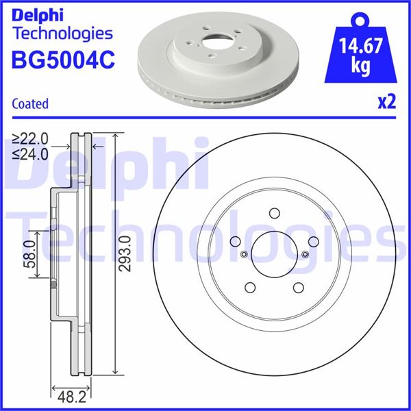 DELPHI BG5004C Fren Diski Çiftli Paket - Boyali. Delikli Ön Impreza Hatchback Gt . Xv Gt 10/2016>