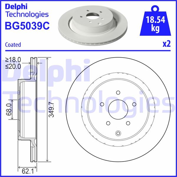 DELPHI BG5039C Fren Diski Çiftli Paket - Boyali. Delikli Arka Infiniti Fx30d. Dx37. Fx50. M Y51 37. Q50. Q60. Q 70. Qx70 10/2008 >