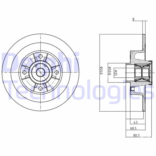 DELPHI BG9028RS Arka Fren Aynasi Renault Megane Ii 02> Modus 04> Clio Iii 05> 240x82.5x4delik Rulmanli Abs Sensörlü