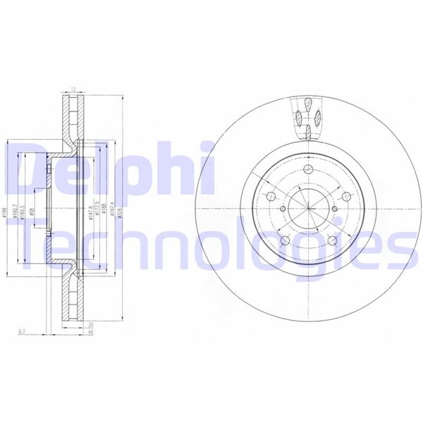 DELPHI BG9055 Fren Diski Tekli Paket . Delikli Ön Subaru Impreza. Wrx-Sti 07/2004 >